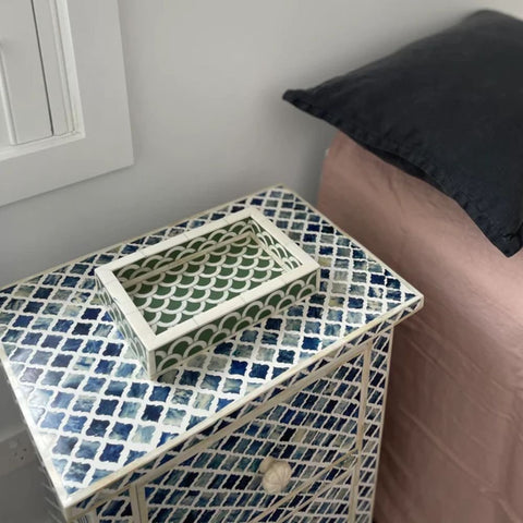 Sage Green Bone Inlay Mini Tray | Handcrafted Artisan Decorative Accessory – Oakvello