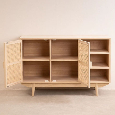 Ralik Solid Wood Sideboard with 2 Shelves | Living Room Storage – Oakvello