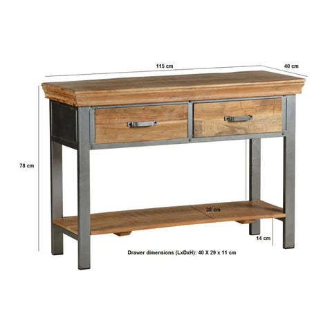 Industrial Solid Wood 2-Drawer Console Table | Entryway Furniture – Oakvello