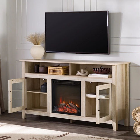 Solid Wood 2-Door TV Stand Cabinet | Media Console & Living Room Storage – Oakvello