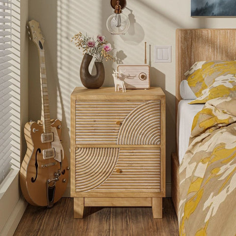 3-Drawer Bedside Table | Wood Finish Nightstand with Storage – Oakvello