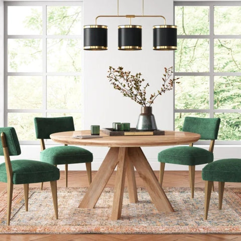 Natural Brown Solid Wood Round Dining Table | Kitchen & Dining Furniture – Oakvello
