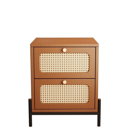 Walnut Solid Wood 2-Drawer Bedside Table | Premium Bedroom Nightstand – Oakvello