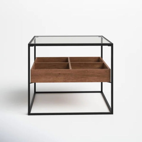 Solid Wood & Glass End Table | Living Room Accent Side Table – Oakvello