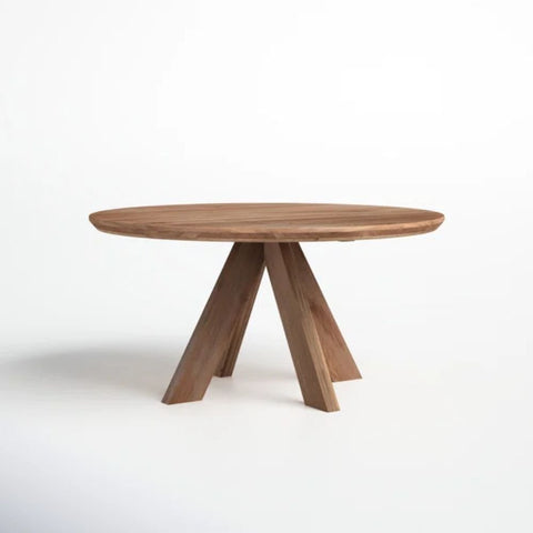 Natural Brown Solid Wood Round Dining Table | Kitchen & Dining Furniture – Oakvello
