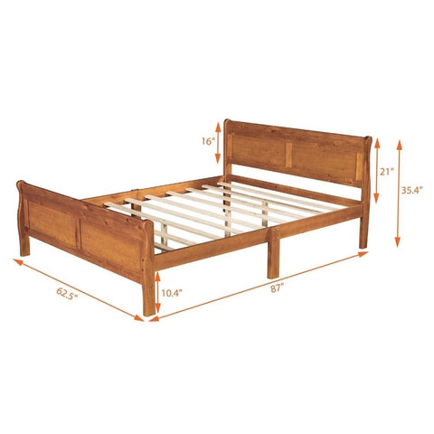 Queen Size Upholstered Platform Bed | House-Style Solid Wood Bedroom Furniture – Oakvello