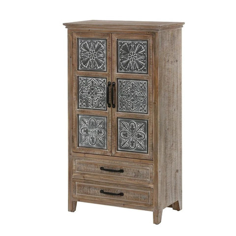 Solid Wood & Metal 2-Drawer 2-Door Wardrobe | Bedroom Storage Furniture – Oakvello