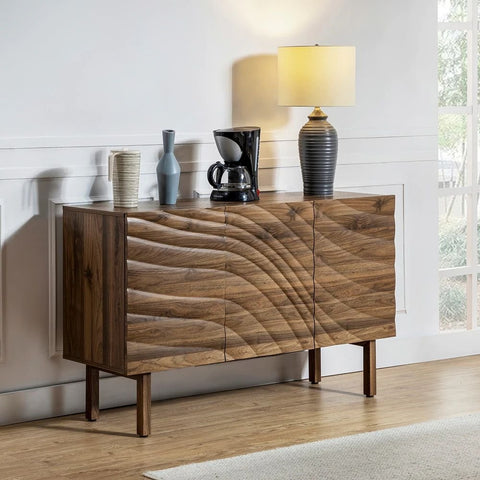 Solid Wood Sideboard Cabinet with 3 Doors | Living Room Storage – Oakvello