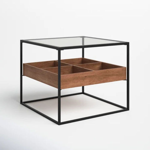 Solid Wood & Glass End Table | Living Room Accent Side Table – Oakvello