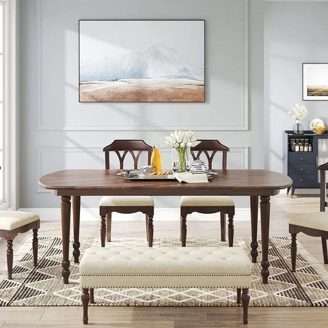 Large Solid Wood Dining Table | Seats 4-6 | Kitchen & Dining Room Furniture – Oakvello
