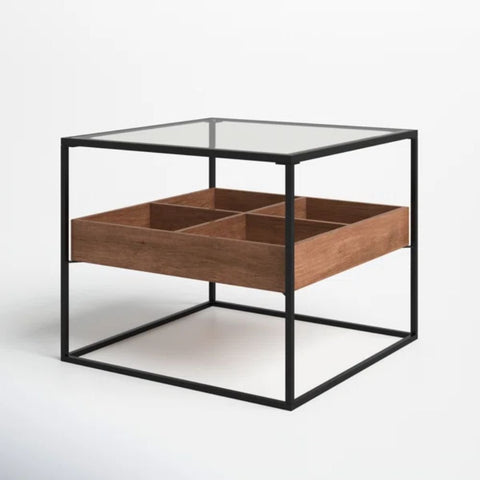 Solid Wood & Glass End Table | Living Room Accent Side Table – Oakvello