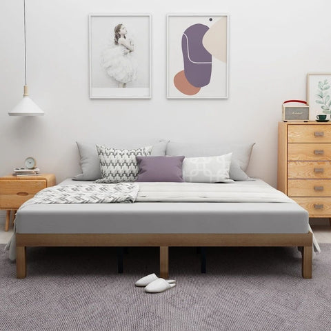 Natural Finish King Size Solid Wood Bed | Premium Bedroom Furniture – Oakvello