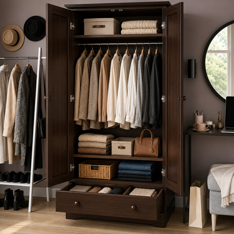 100% Solid Wood Flexible Wardrobe | Customisable Bedroom Storage – Oakvello