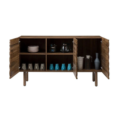 Solid Wood Sideboard Cabinet with 3 Doors | Living Room Storage – Oakvello