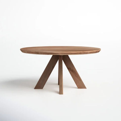 Natural Brown Solid Wood Round Dining Table | Kitchen & Dining Furniture – Oakvello