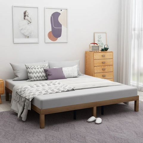 Natural Finish King Size Solid Wood Bed | Premium Bedroom Furniture – Oakvello
