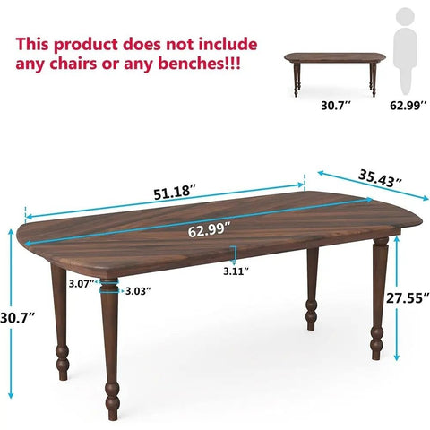 Large Solid Wood Dining Table | Seats 4-6 | Kitchen & Dining Room Furniture – Oakvello