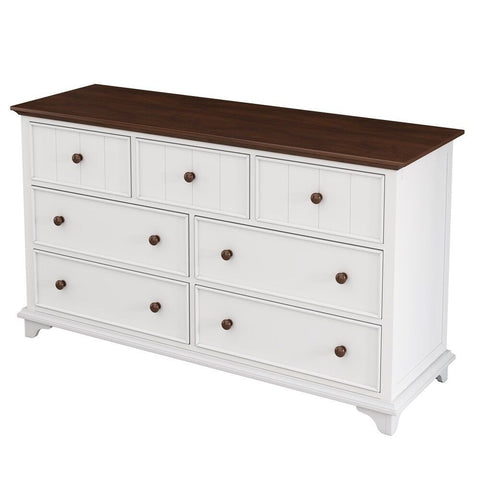 Brown Solid Wood 7-Drawer Chest | Space-Saving Bedroom & Living Room Storage – Oakvello