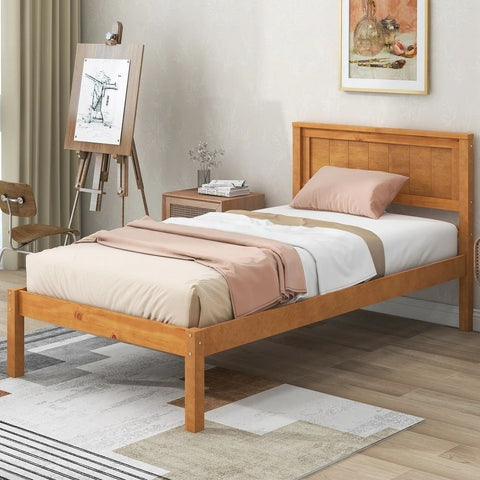 Solid Wood Queen Size Bed with Headboard | Premium Bedroom Furniture – Oakvello