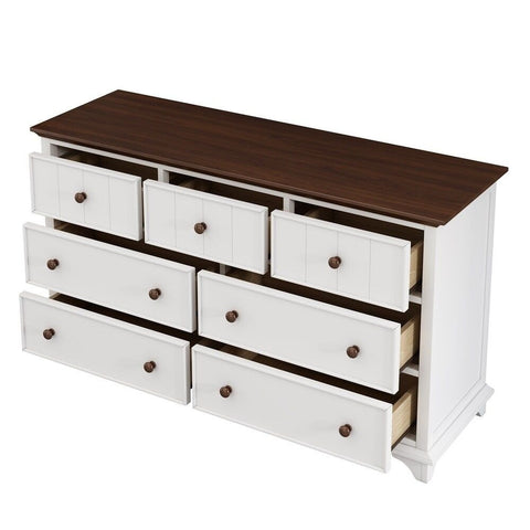 Brown Solid Wood 7-Drawer Chest | Space-Saving Bedroom & Living Room Storage – Oakvello