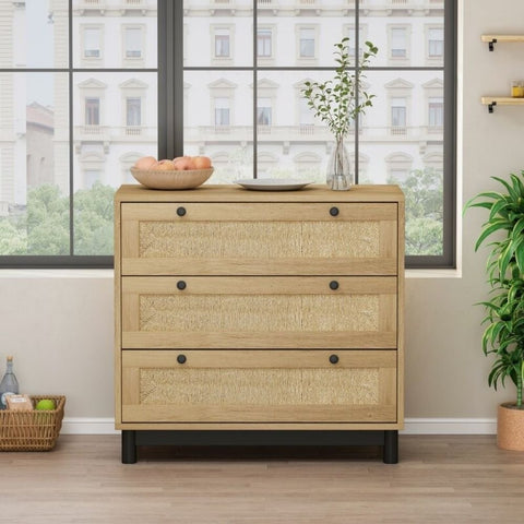 Solid Wood 3-Drawer Chest | Bedroom Storage Dresser – Oakvello