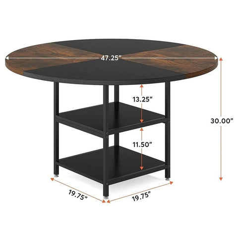4-Seater Kitchen Dining Table | Wood Top, Storage Shelf & Metal Legs – Oakvello
