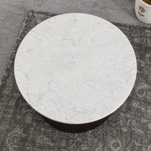 Solid Mango Wood Coffee Table with Marble Top | Living Room Furniture – Oakvello