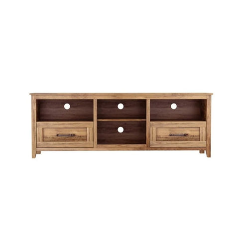 Solid Wood TV Stand | 2 Drawers & 4 Open Shelves Media Console – Oakvello
