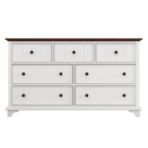 Brown Solid Wood 7-Drawer Chest | Space-Saving Bedroom & Living Room Storage – Oakvello