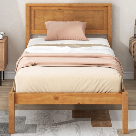 Solid Wood Queen Size Bed with Headboard | Premium Bedroom Furniture – Oakvello