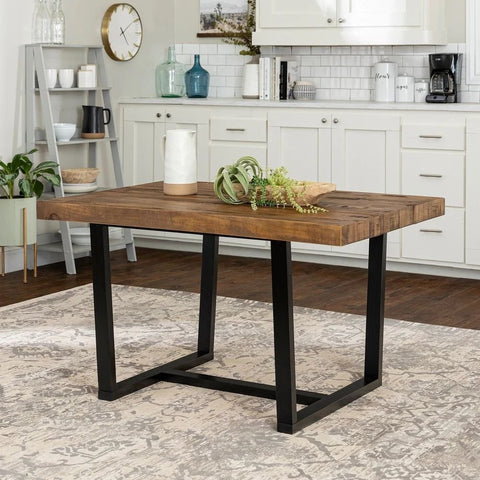Rustic Oak Distressed Solid Wood Dining Table | Farmhouse Kitchen Furniture – Oakvello