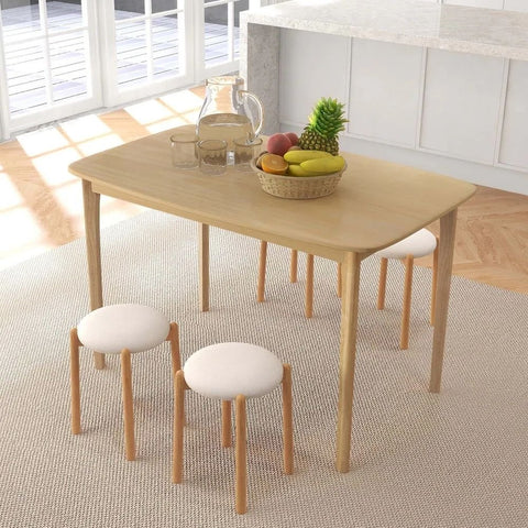 Rectangular Solid Wood Dining Table with Solid Wood Legs | Kitchen Furniture – Oakvello