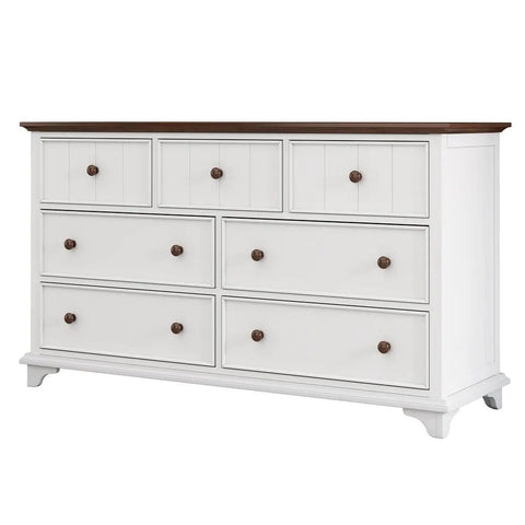 Brown Solid Wood 7-Drawer Chest | Space-Saving Bedroom & Living Room Storage – Oakvello