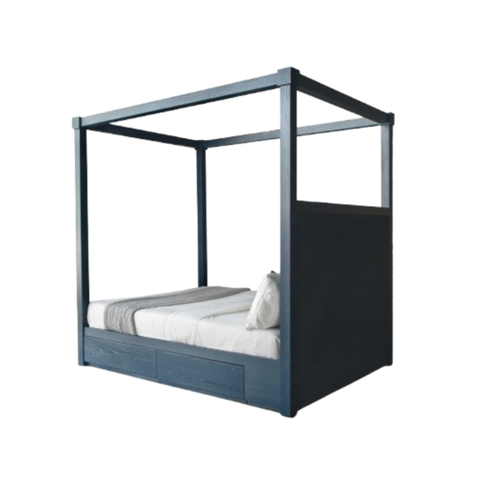 Celestia Floral Four-Poster Bed | Tufted Headboard with Built-in Storage