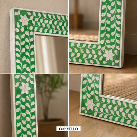 Green Vine Bone Inlay Full Length Mirror – 180 x 100 cm