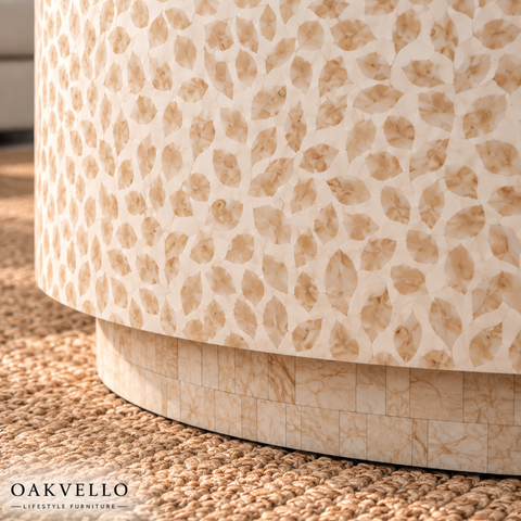 Round Bone Inlay Coffee Table | Handcrafted Artisan Living Room Furniture – Oakvello