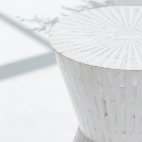 Fluted Ivory Hourglass Side Table