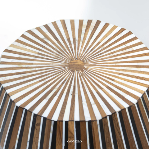 Ribbed Barrel Bone Inlay Side Table