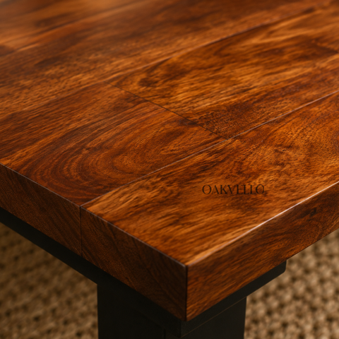 Shizen Low Table | Solid Wood Floor Dining Table with Metal Legs