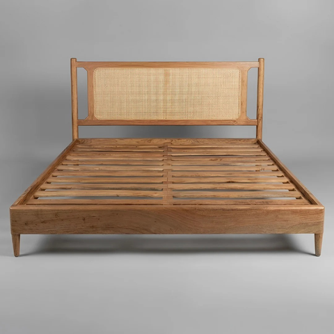 Lumara Cane Platform Bed | Natural Cane Headboard & Solid Wood Frame