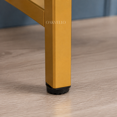 Bone Inlay Bedside Table with Gold Metal Legs – Grey & White Geometric Pattern