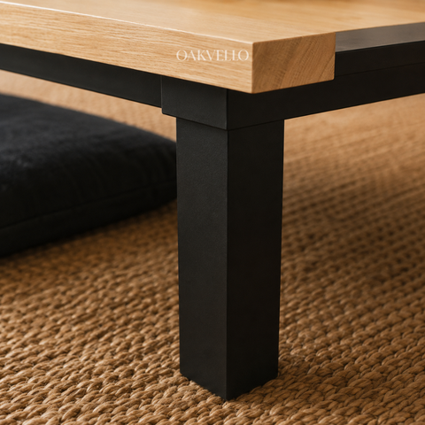 Tatami Low Table | Solid Wood Floor Dining Table with Metal Legs
