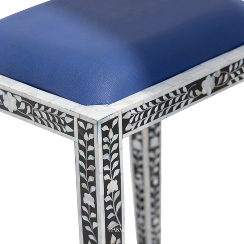 Noir Bloom Bone Inlay Side Table