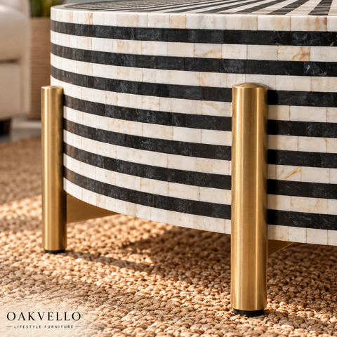 Jodhpuri Black Bone Inlay Coffee Table | Artisan Living Room Furniture – Oakvello