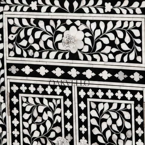Ivory Vine Bone Inlay Bedside Cabinet