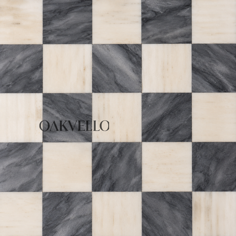 Checkerboard Bone Inlay Open Cube Bedside Table
