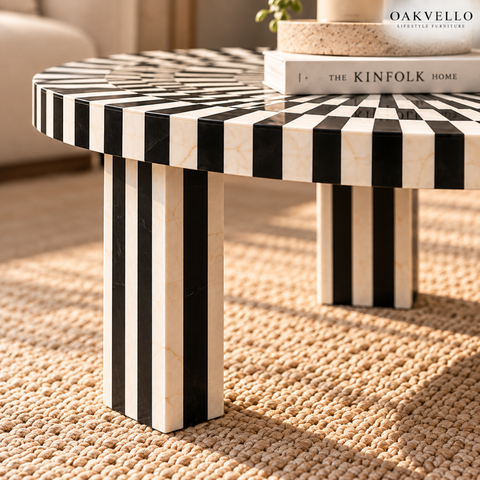 Black & White Sunburst Coffee Table I Oakvello