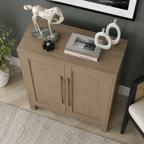 Rectangular Solid Wood Accent Cabinet | Living Room Storage Furniture – Oakvello