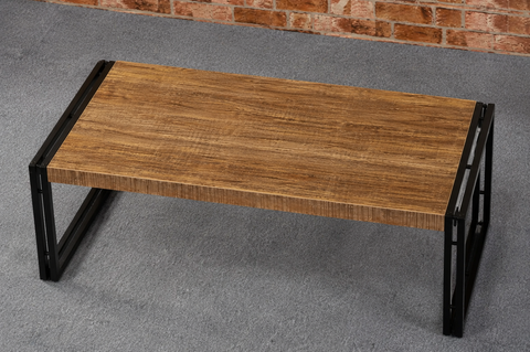 Industrial Solid Wood Coffee Table | Metal Frame Living Room Furniture – Oakvello