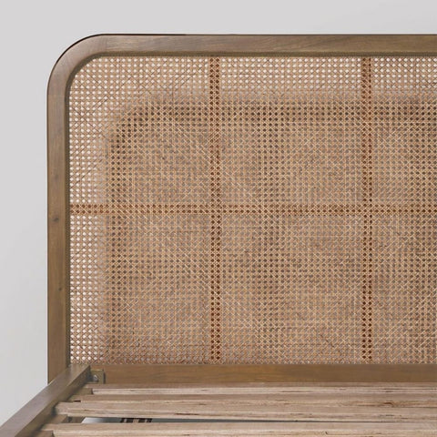 Cane Rattan Bed | Solid Wood Boho Bedroom Furniture – Oakvello